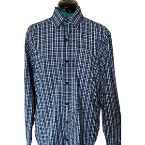 Men's Levi Strauss & Co. Button-Down Blue Plaid Shirt 100% Cotton Size Medium
